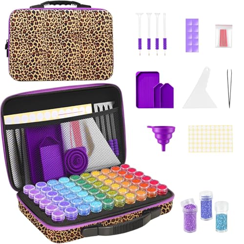 Image of ZORETCO Diamond Painting Storage, 60 Containers Diamond Art Kits for Adults | Diamond Art Storage Case with Tools, Portable Bead Organizer Box for Diamond Painting Accessories, Art Supplies