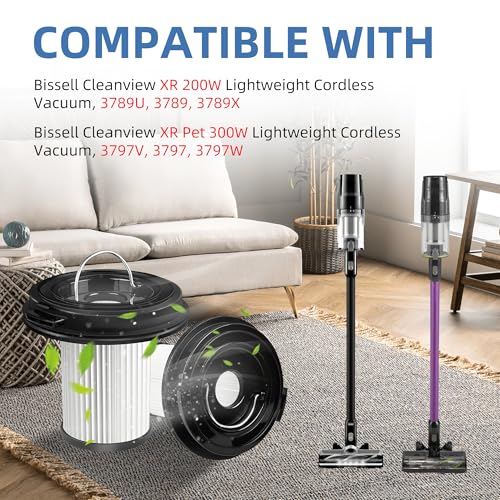 4 Pack Vacuum Filter for Bissell CleanView XR Pet 300W/CleanView XR 200W Cordless Vacuum Filter Replacement 3789 3789U 3789X 3797 3797V 3797W Replace 1638010 with 1 Little Brush by APPLIANCEMATES by APPLIANCEMATES - Used condition - Image 2