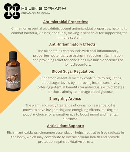 Image of Heilen Biopharm Cinnamon Essential Oils For Aromatherapy & Digestive support - 50 mL Per Bottle Pack of 1