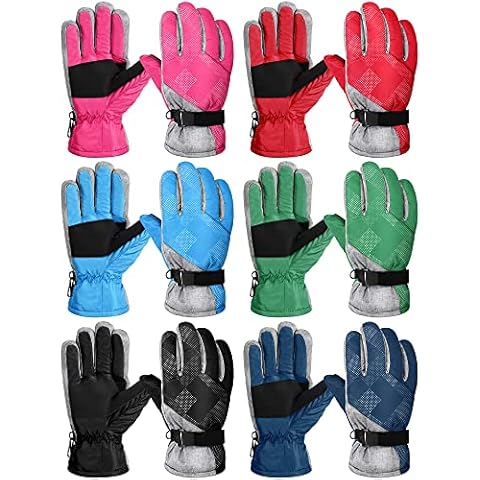 Eurzom 6 Pairs Kids Ski Gloves Boys Girls Toddler Warm Snow Gloves Windproof Kids Winter Gloves for Outdoor Sports (Black Navy Blue Royal Blue Red Green Rose Red) Cover