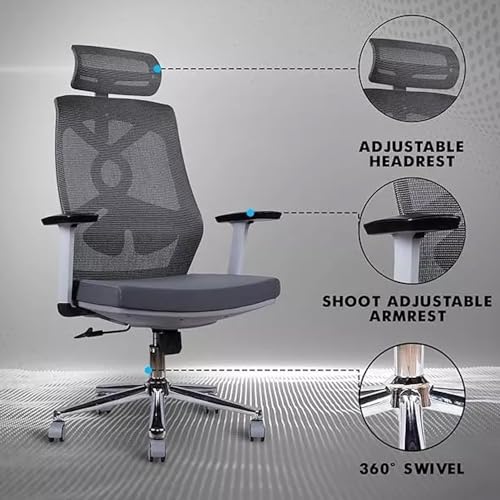 Image of Executive Chairs Ergonomic Mesh Office Chair, Revolving Chair with Cushion Seat, Adjustable Height - Black