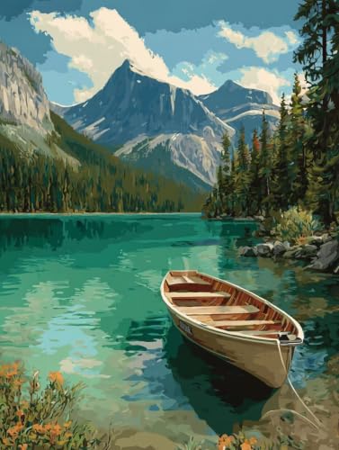 Regalo Mujer Pintura por Números de Montaña Kit de Lienzo Grande 80x100cm para Manualidades Adultos