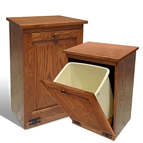 Peaceful Classics Tilt Out Trash Cabinet- Amish Handcrafted Wooden Pull Out Cabinet, Decorative Trash Bin Cabinet for Kitchen, Bedroom, & Home Patio, Tilt Out Laundry Hamper Cabinet, Harvest