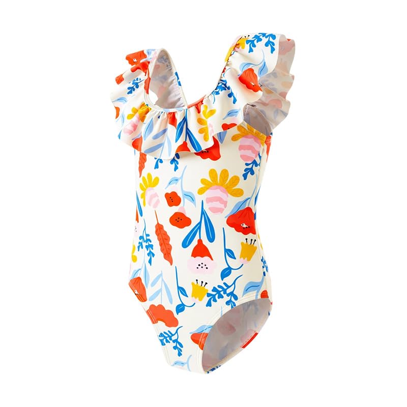 Girls One Piece Swimsuits Toddler Bathing Suit Little Kids Cute Swimwear Quick Dry Striped Ruffle Floral Size 2-10T