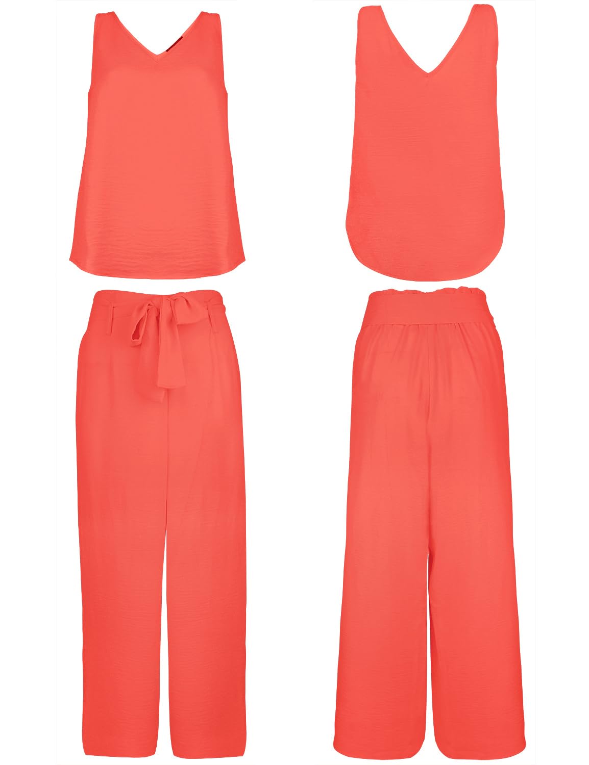 FANCYINN Ensemble de pantalons courts 2 pièces pour femmes Pantalon de sac en papier court taille haute à col en V et bretelles larges avec ceinture