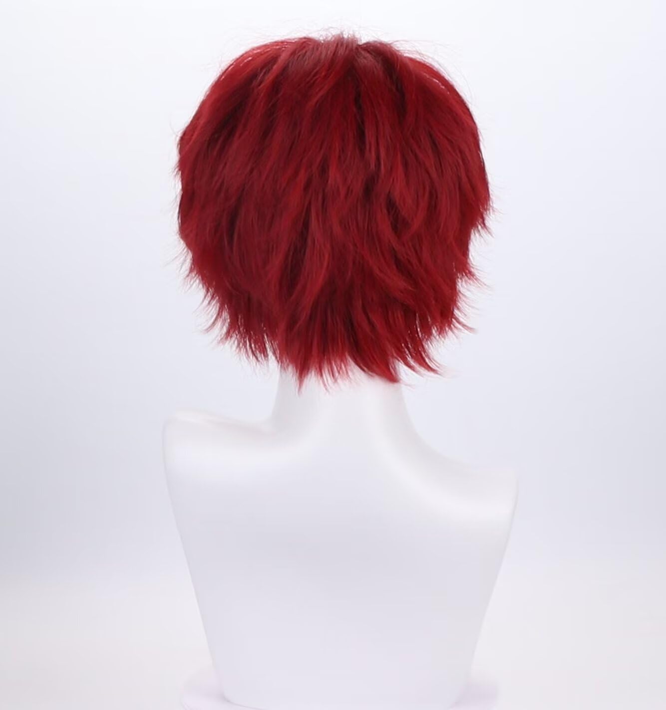 COSPLAZA Dark Red Short Cosplay Wig Natural Fluffy Heat Resistant Synthetic Hair Unisex Halloween Wig - Image 6
