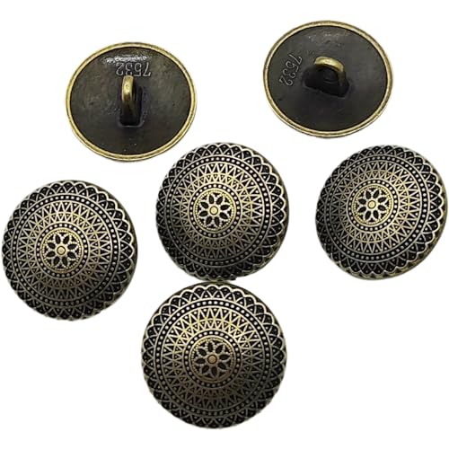 Carytalee 20PC Antique Flower Metal Buttons Vintage Round Buttons for