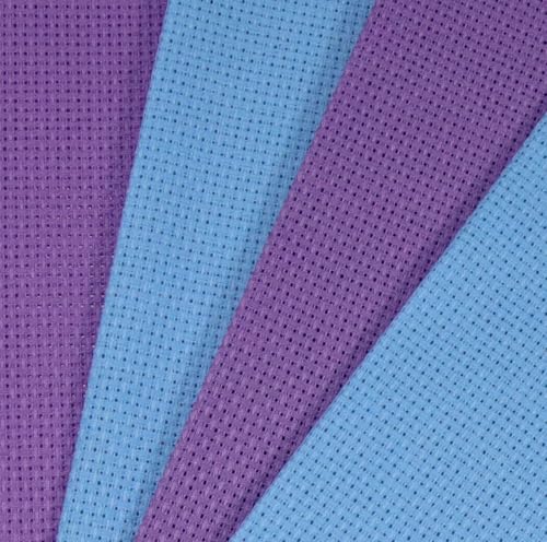 Image of KCS 4 /6 pc of 12 inch x 18 inch 30cmx45cm 16CT Counted Cotton Aida Cloth Cross Stitch Fabric (Lavender+Light Blue, 4 pc)