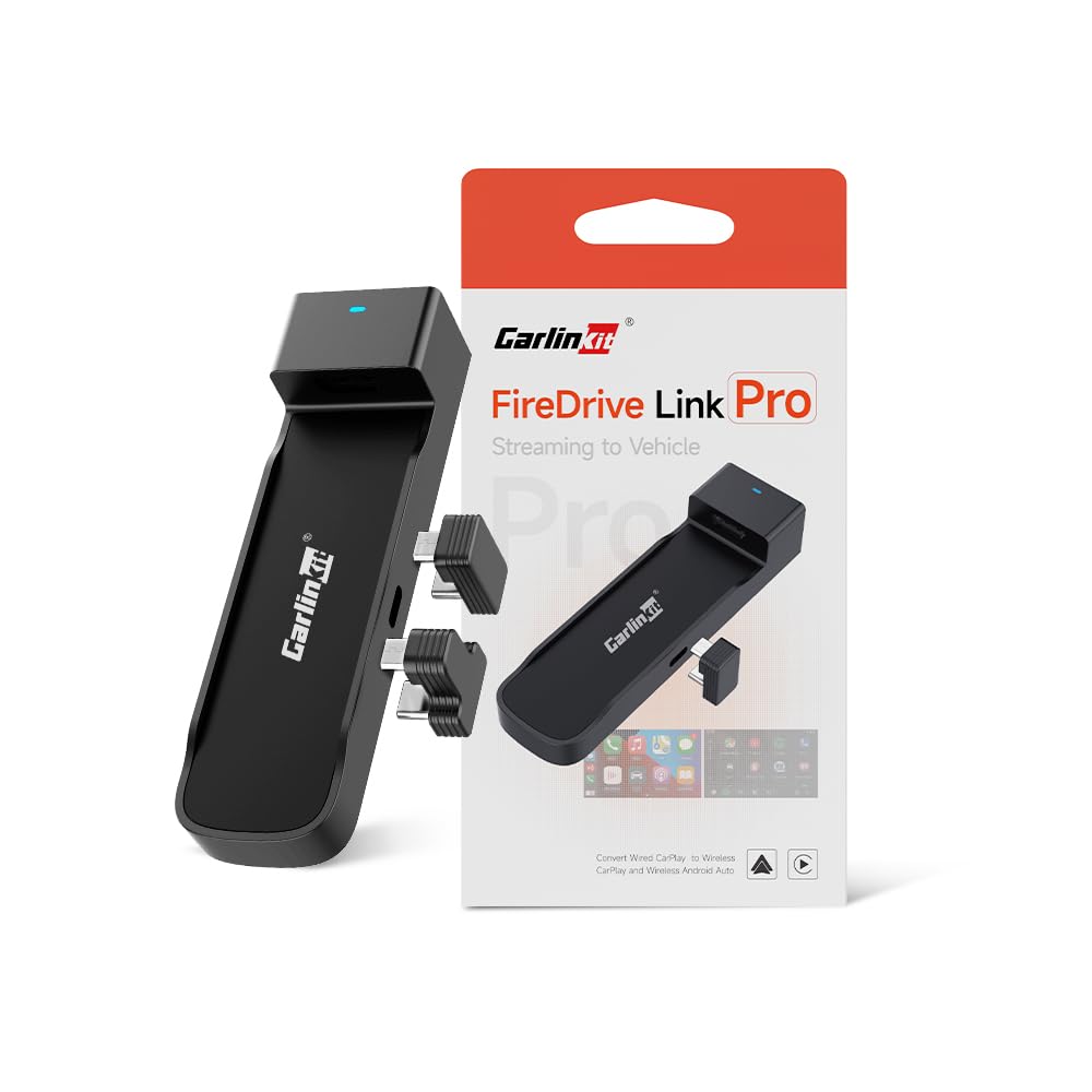 Carlinkit FireDrive Link Pro Adaptateur TV Stick vers CarPlay, convertit CarPlay filaire en HDMI, prend en charge CarPlay sans fil et Android Auto, conserve les commandes OEM et le micro, Plug & Play