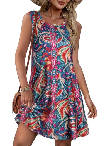 Image of Womens Summer Dresses Casual Loose Fit Sleeveless Sundress with Pockets