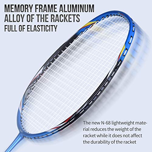 Badminton Rackets Set 4 Pack | Badminton Racket Set Includes 4 Rackets, 6 Nylon Shuttlecocks and 2 Badmintoon Carrying Bags (4 Colors)