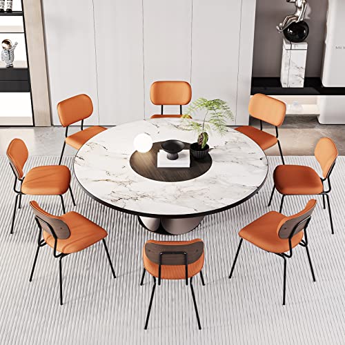 Aqg Mid Century Modern Dining Chairs Set Of 2, Upholstered Fabric Walnut Curved Back Contemporary Kitchen Dining Accent Chair, Minimalist Vintage Style(Orange) #TOP3