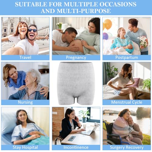 ACWOO Ropa Interior Posparto de Cintura Alta Desechable para Cesárea, 4 PCS Braguitas Embarazada sin Costura, Ropa Interior de Cesárea de Maternidad, Súper Elástico, Transpirable, Absorbente