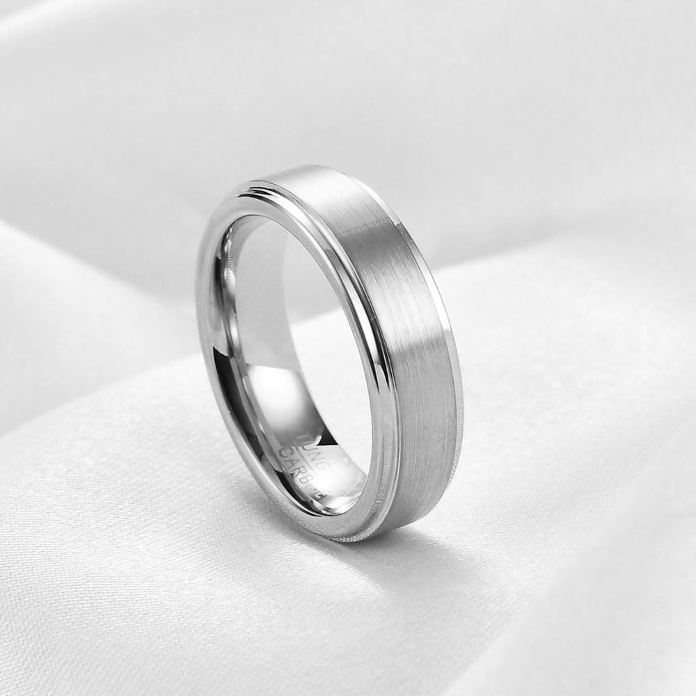6mm 8mm Black/Gold/Silver/Purple Classic Tungsten Carbide Wedding Band Ring For Men Womem Matte Brushed Finish Comfort Fit Size 5-12 - Image 6