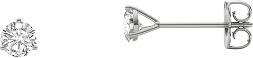 Charles & Colvard Pendientes de tuerca de corte redondo de moissanita creada para mujer, cultivados en laboratorio, oro blanco sólido de 14 quilates