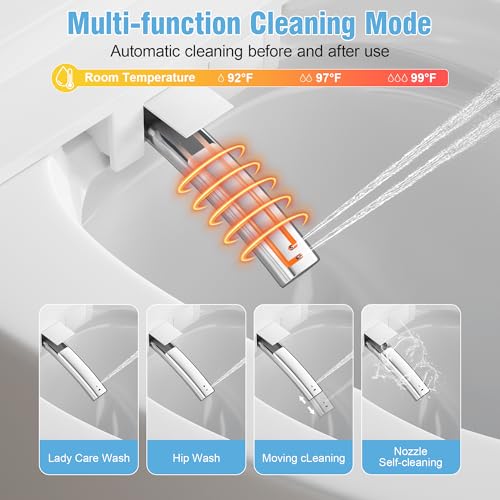 Image of Luxury Smart Toilet, Elongated One Piece Toilet with Heated Seat, Dryer, Auto-Lift Lid, Soft Close, Electric Tankless Bidet Toilets for Bathroom with Siphon Dual Flush 0.8 /1.2 GPF, MAP 1000g