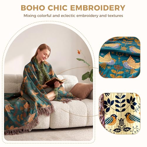 Image of LUTBM King Throw Blanket for Bed, 100% Cotton Boho Soft Fall Blankets