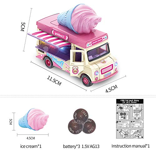 image for Jsbaby Car Toy Pull Back Vehicle,Functional Food Truck with Music&Ligh