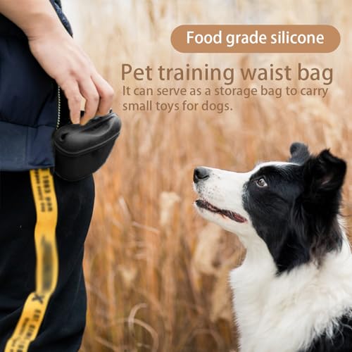 katmerio Silikon Hundeleckerli Beutel aus Silikon Snack Tasche für Hundetraining Kleine Trainingstasche mit magnetischem Verschluss und Taillen Clip