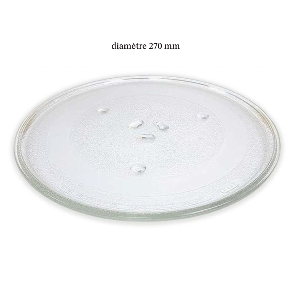 Plateau Micro Onde Tournant Universel 27 cm Verre 3 Attaches