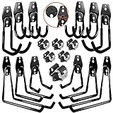 3-H Wandhaken Garage 12 Stück Schwerlast Doppelhaken mit 6 Stück Besenhalterung Wand Gerätehalter Set für Leiter Fahrrad Besen Garten Geräte Schwarz(18pc)