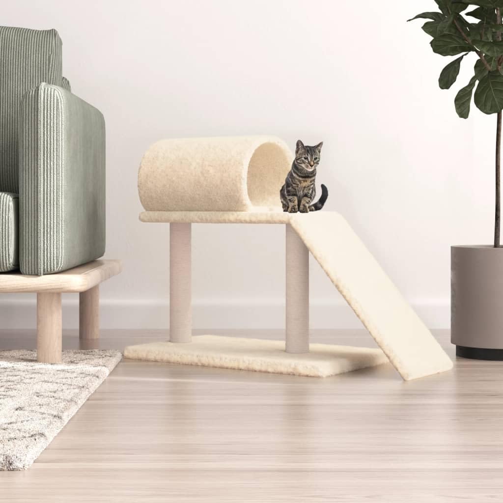 ShGaxin Rascador para Gatos con túnel y Escalera Color Crema 55,5 cm, Rascador Gato, Arbol Rascador para Gatos, Gatos Accesorios, Torre Gatos, Arranhador para Gatos, Casa para Gatos