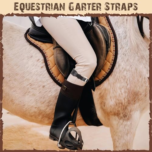 2 Pack Equestrian Garter Straps Adjustable Equestrian Garter Straps Leather Horse Riding Leg Bands for Men Women Kids Boots Breeches Horseback Riding4