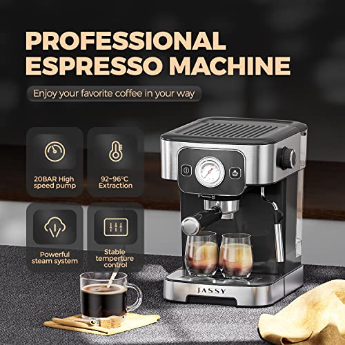 JASSY-Espresso-Coffee-Machine-20-Bar-Cappuccino-Machines-with-Temperature-Dial-for-Barista-BrewingAdjustable-Milk-Frothing-for-Cappuccino1350W
