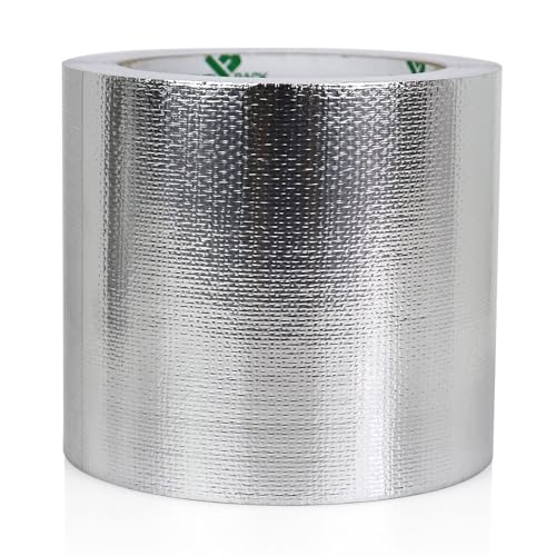 Image of BOMEI PACK Adhesive Aluminum Foil Heat Shield Tape Barrier 4in x 66ft, Fiberglass Thermal Insulation Reflective Material High Temp