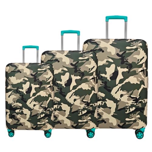 Image of Printed Polyester Suitcase Cover Stretchable Luggage Protector Trolley Bag Cover Travel Accessory (Fougi Green-S,M,L)