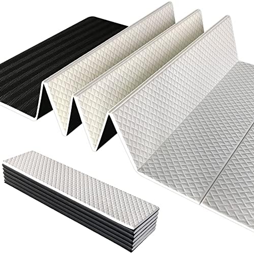 Foldable Yoga Mat-1/4 Inch Thick - Easy to Storage Travel Yoga Mat Foldable Lightweight for Fitness - Anti Slip Folding Exercise Mat for Yoga, Pilates, Home Workout & Floor Exercise(White/Black)