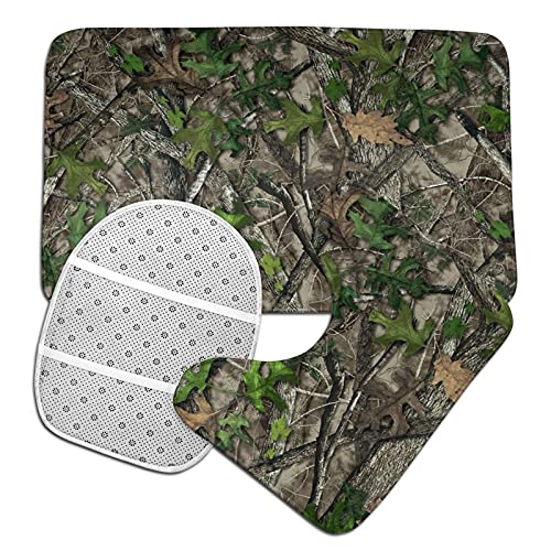 Badezimmerteppich-Set, 3-teilig, Camouflage-Druck, weicher Komfort, Flanell, rutschfeste Badematte + U-förmiger Teppich + WC-Deckelbezug – Bild 5