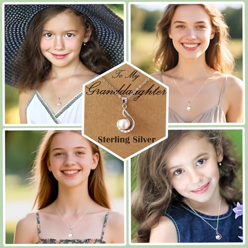 Granddaughter Necklace - Granddaughter Gifts from Grandma, Graduation Gifts for Her, Birthday Christmas Confirmation Wedding Keepsake Jewelry gifts for Granddaughter Teen Girls, Sterling Silver Freshwater Pearl Necklace3
