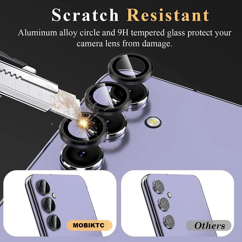 Image of Camera Lens Protector for Samsung Galaxy S23 FE 5G Tempered Glass, Alloy Metal Rings, Case Friendly, 3 Pack, (Silver)