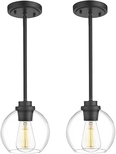 Miniatura 9 de Luces colgantes de globo para isla de cocina, lámpara colgante dorada de granja con pantalla de globo de vidrio transparente, lámpara colgante