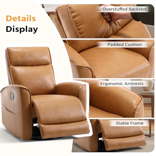 Image of HAOMARKETS Swivel Rocker Recliner Chair Set of 2, Manual Faux Leather Glider Rocking Recliners for Adults, 360 Swivel Nursery Reclining Sofa with Storage Pocket