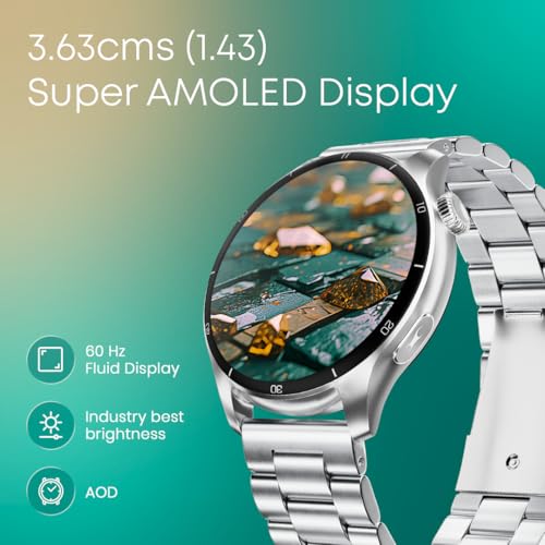 Image of Fastrack Dezire FX1 PRO Fashion Smart Watch, 1.43 inch AMOLED, 466*466 Pixel Resolution, SingleSync BT Calling, AI Voice Assistant, 100+ Sports Modes & Smartwatch Faces, Upto 5 Day Battery, IP68 (Sliver)