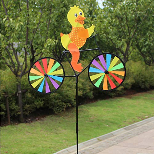 QUEENYARD Moulin à Vent en Forme d'animal 3D sur vélo, Accessoire décoratif pour Jardin, ...