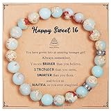 Yiyang 16th Birthday Gifts Natural Stone Bracelet for Sister Unique Gifts for Sweet 16 Birthday Gift Ideas Gifts for 16 Year Old Sister Granddaughter