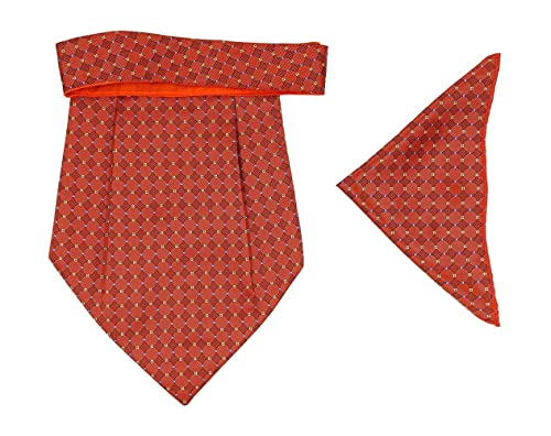 Image of formal cravat set for men with pocket square Men's Cravat Necktie, Self Design Microfiber Dark Multi color Free Size