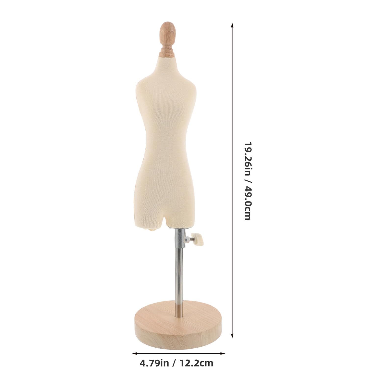 Maniquí Femenino de Costura Ajustable Mini con Soporte para Vestido Base de Madera para Estudio Casa y Enseñanza de Confección