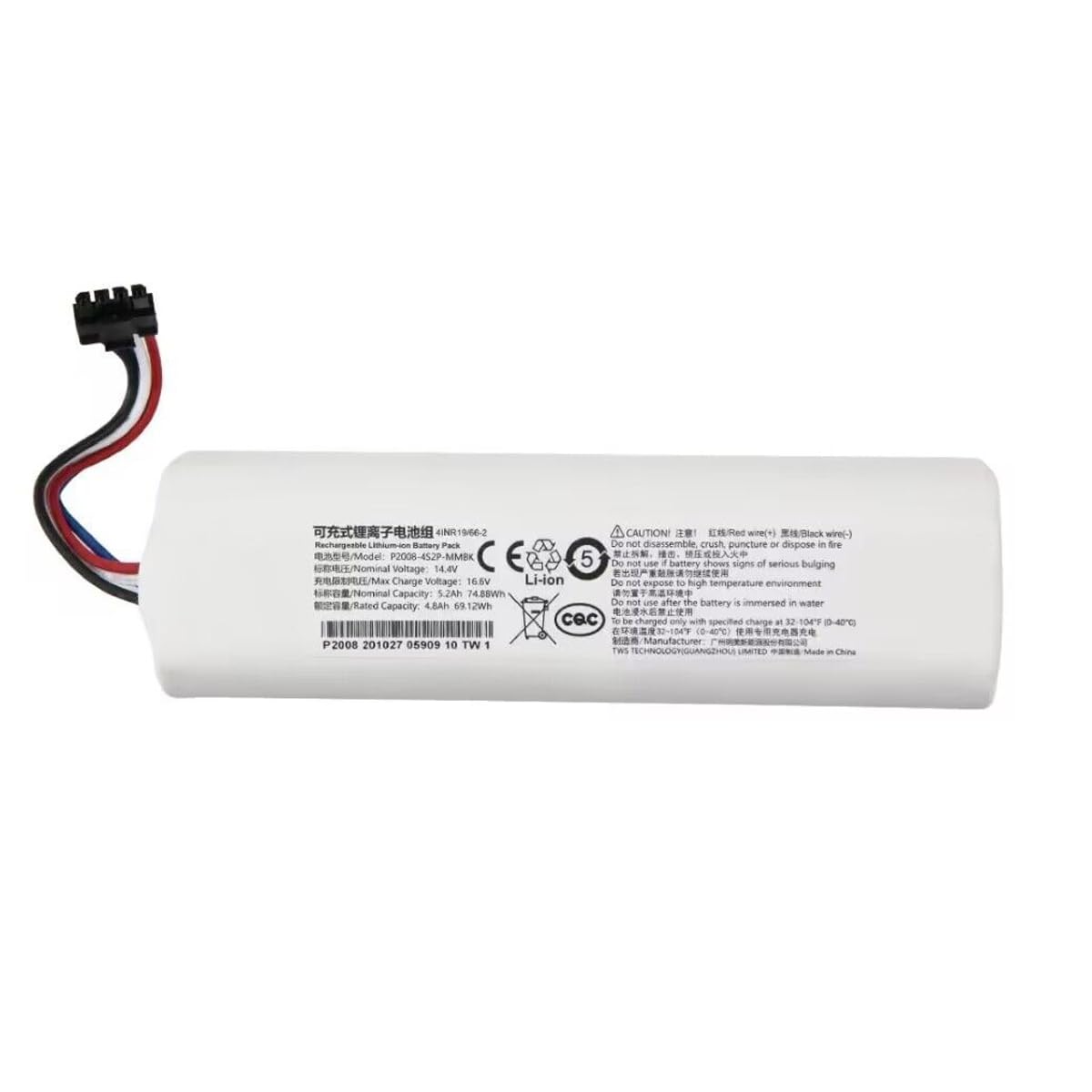 Batteria agli ioni di Litio 14,4V Batteria Ricaricabile agli ioni Litio 5200mAh 5600mAh 6500mAh 9800mAh 12800mAh per Batteria riserva di Ricambio per aspirapolvere spazzatrice