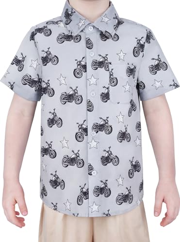 Image of Boys Hawaiian Button Down Shirt, Pure Combed Cotton Short Sleeve Size 3-15Y | Pure Combed Cotton, Smooth 60s yarn, Tagless Label, Pilling-Resistant, Shrink-Resistant, Fade-Resistant, Machine Washable