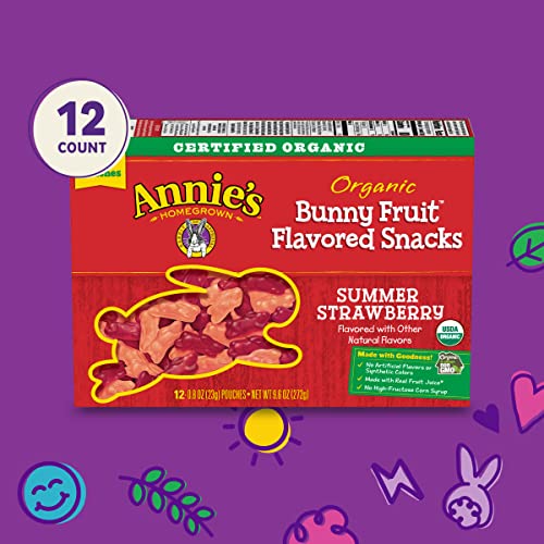 Annie's Organic Bunny Fruit-Flavored Snacks, Summer Strawberry, Gluten Free, 12 Ct, 9.6 Oz. #TOP4