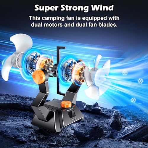 Camping-Fan-Portable-Personal-Fan-20000mAh-for-48Hrs-Cooling-Dual-Motor-Dual-Fan-Blade-Battery-Powered-Fan-Rechargeable-Tent-Fan-with-Timers-for-Fishing-Hurricane-Season-Outdoor
