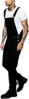 Men's Jeans Jumpsuits Distressed Denim Bib Overalls for Men Black Suspender Pants,XL