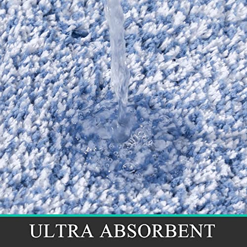 Pauwer Bathroom Rugs Sets 2Pc, Non Slip, Absorbent, Machine Washable, Blue, 18x26+18x48 inches