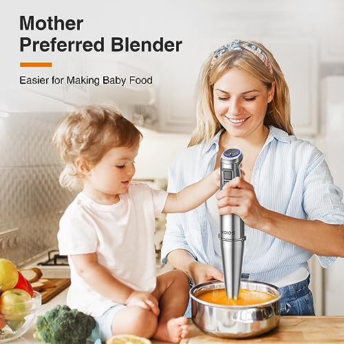 Koios HB-6005 1100W Immersion Hand Blender, Stainless Steel Stick Blender With 12-Speed & Turbo Mode, 5-In-1 Handheld Blender With 600 Ml Mixing Beaker With Lid, 500 Ml Chopper, Whisk thumb #6