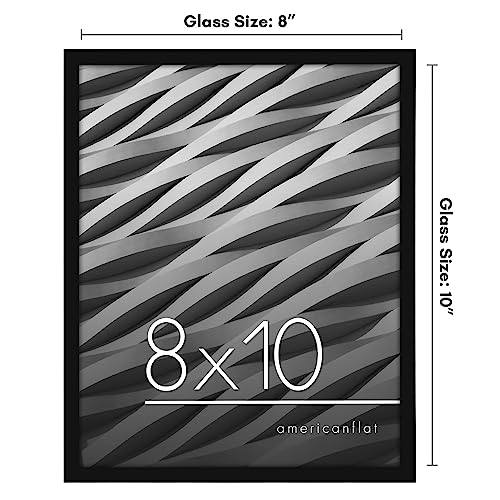 Americanflat 8x10 Picture Frame with Shatter-Resistant Glass - Streamline Collection - Thin Border Photo Frame for Tabletop and Wall Display - Hanging Hardware and Easel Stand Included - Black