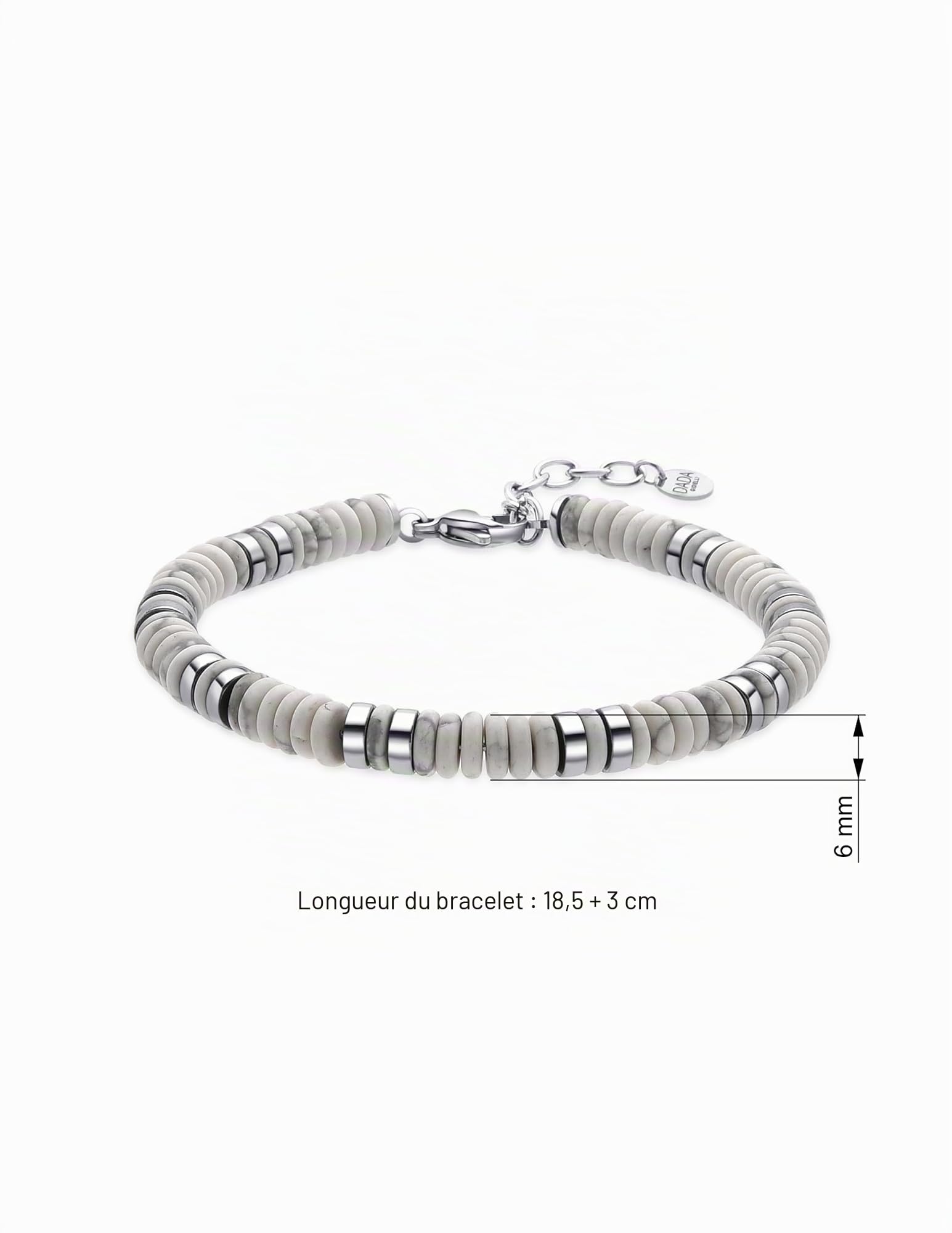 Dada Gioielli - Bracelet homme en pierres naturelles dures, choisissez la pierre qui vous représente - Idée cadeau d'anniversaire pour lui, acier et hématite - Ajustable 19-22cm